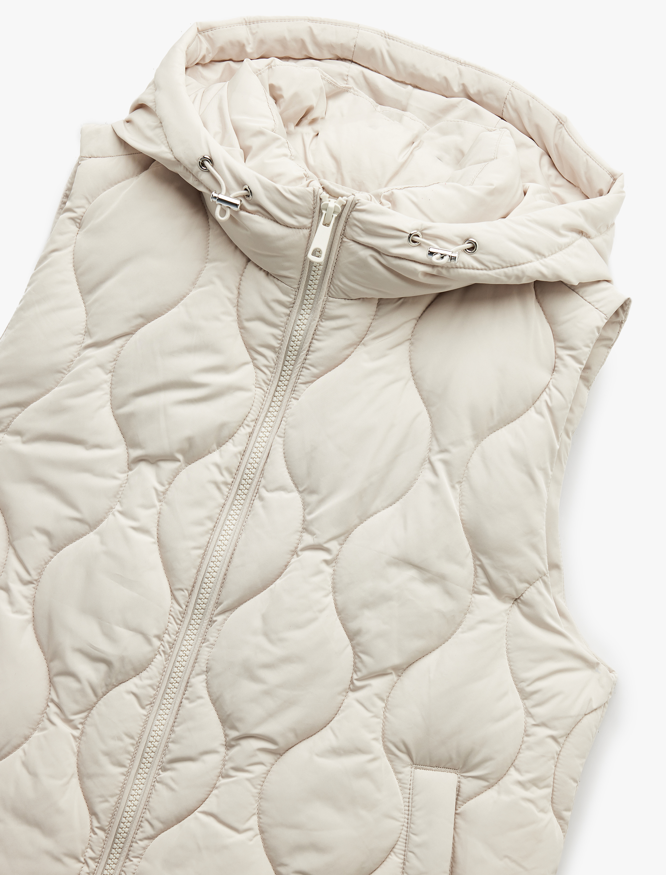   Fermuarlı Cepli Su İtici Kapüşonlu Kolsuz Kapitone Şişme Yelek