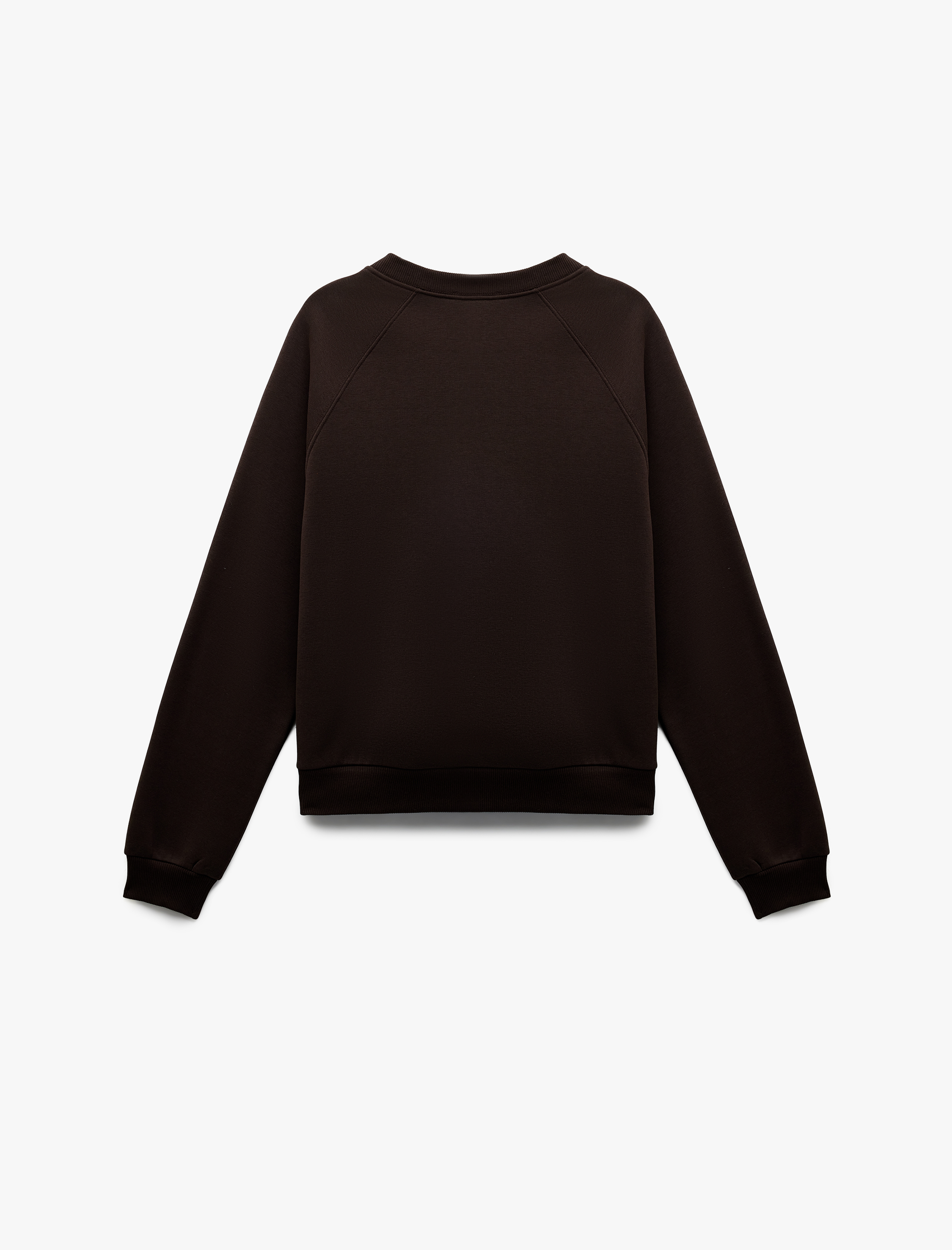   Şardonlu Uzun Kollu Bisiklet Yaka Basic Oversize Sweatshirt