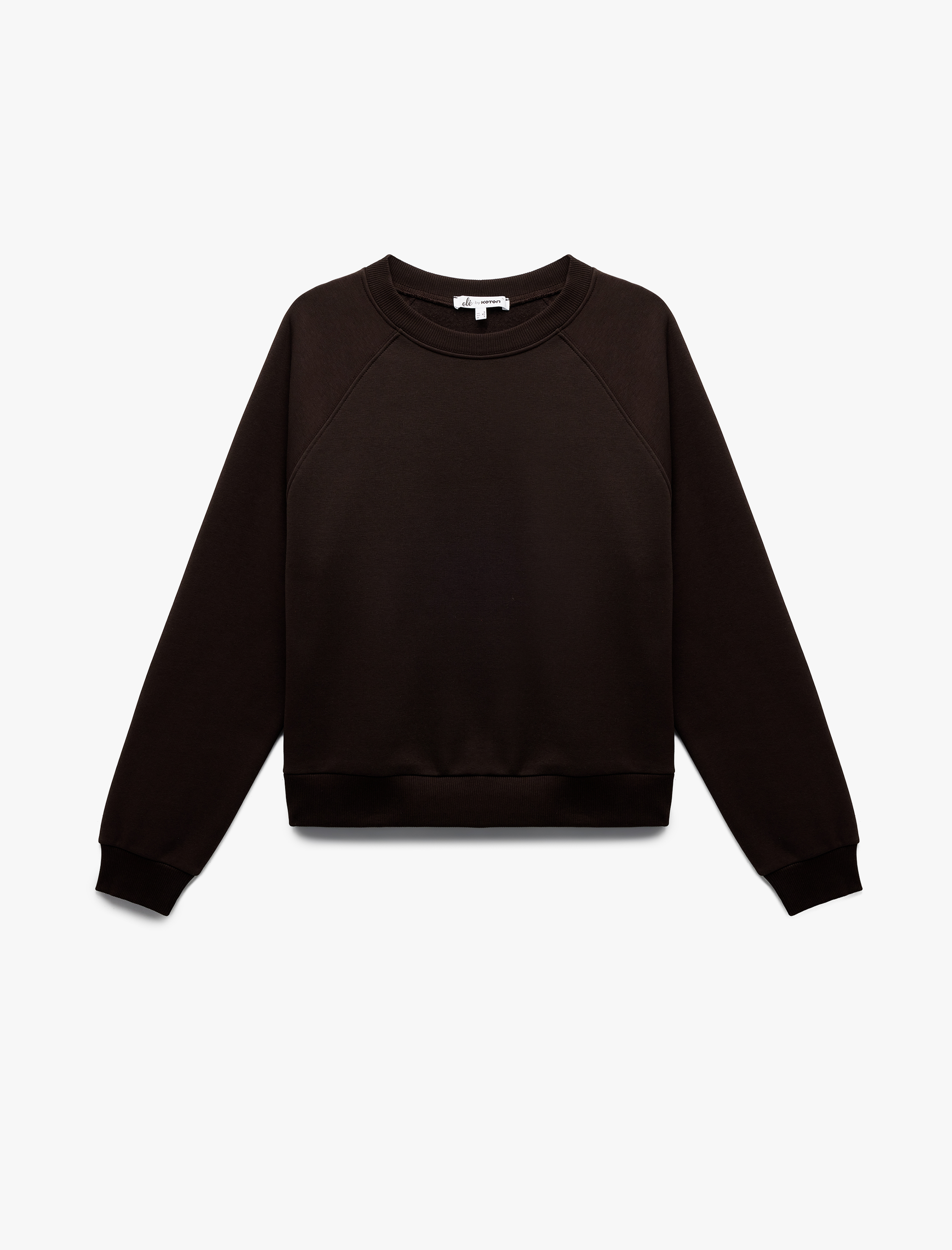   Şardonlu Uzun Kollu Bisiklet Yaka Basic Oversize Sweatshirt