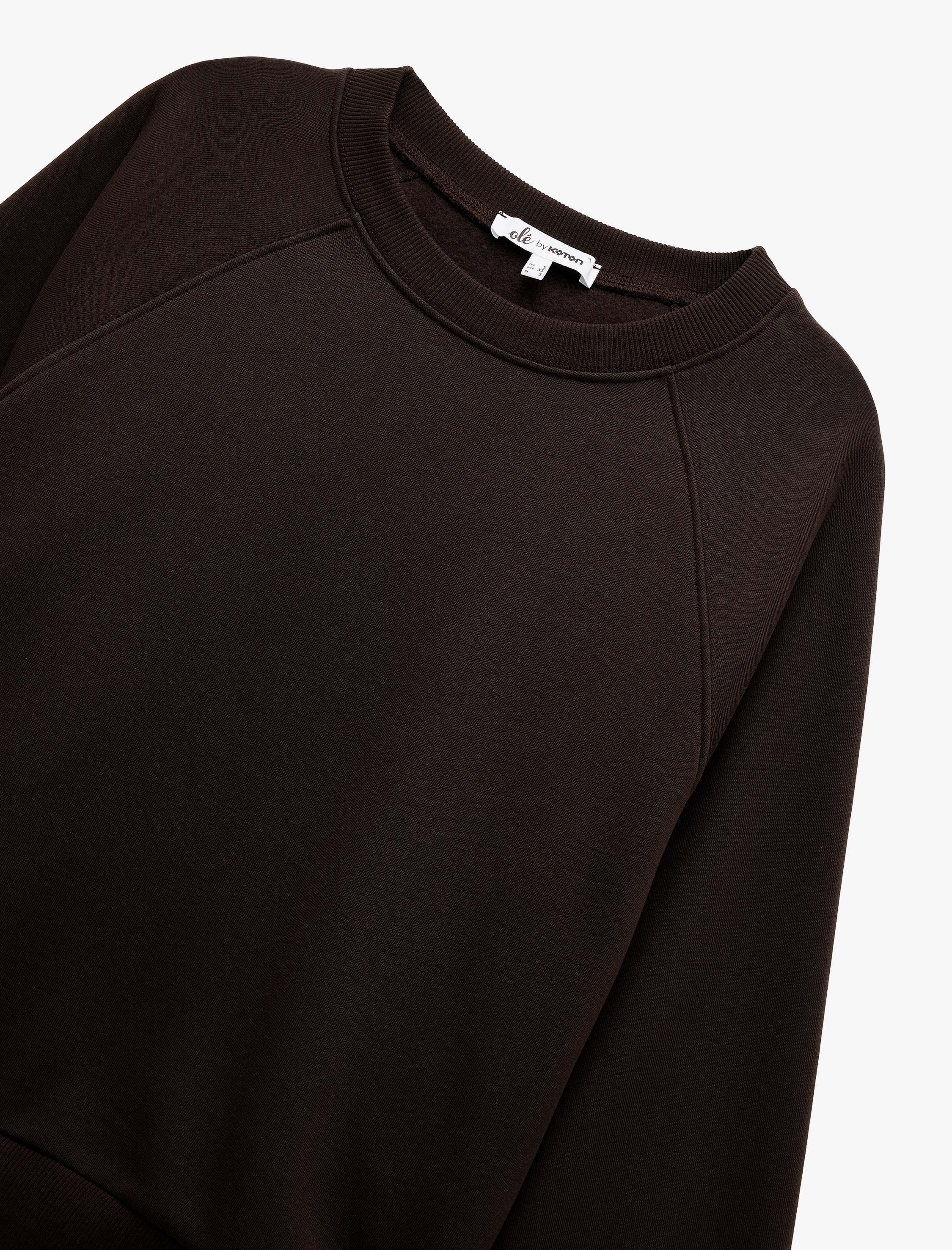   Şardonlu Uzun Kollu Bisiklet Yaka Basic Oversize Sweatshirt