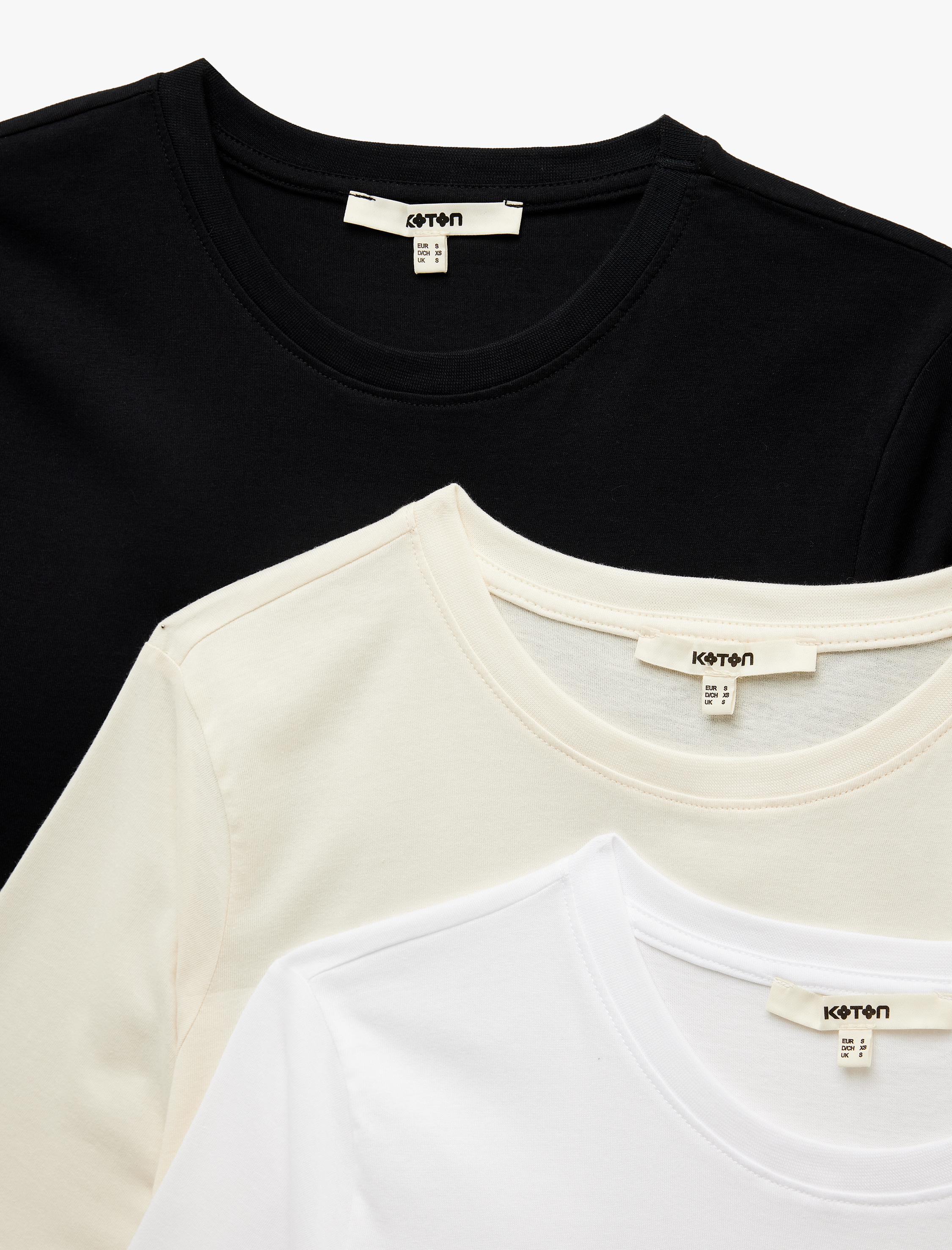   Pamuklu 3'lü Kısa Kollu Bisiklet Yaka Basic Tişört Seti