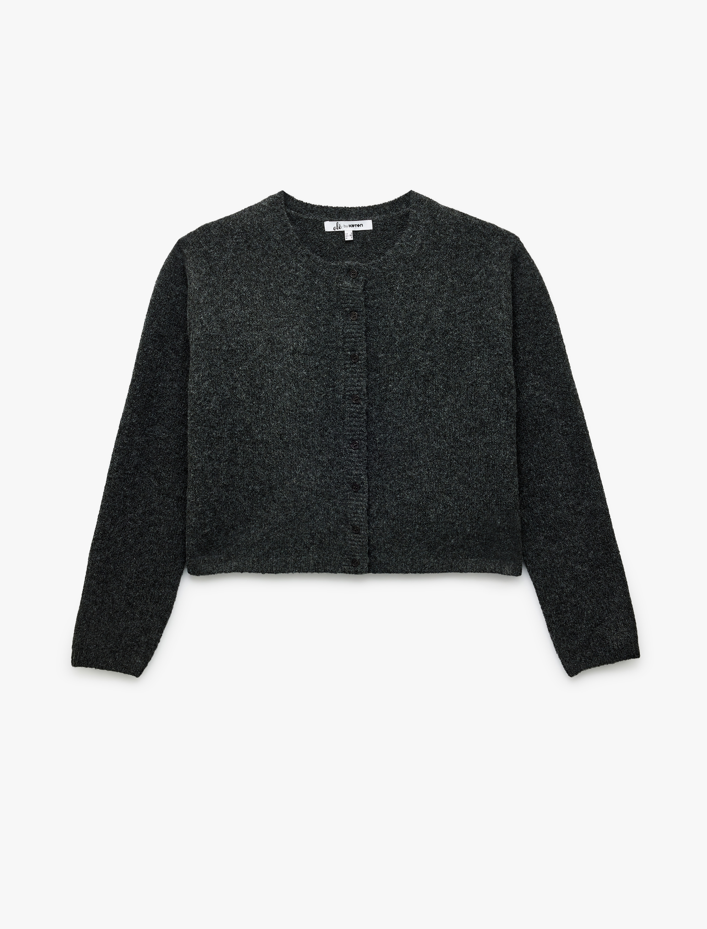   Uzun Kollu Bisiklet Yaka Düğmeli Triko Hırka