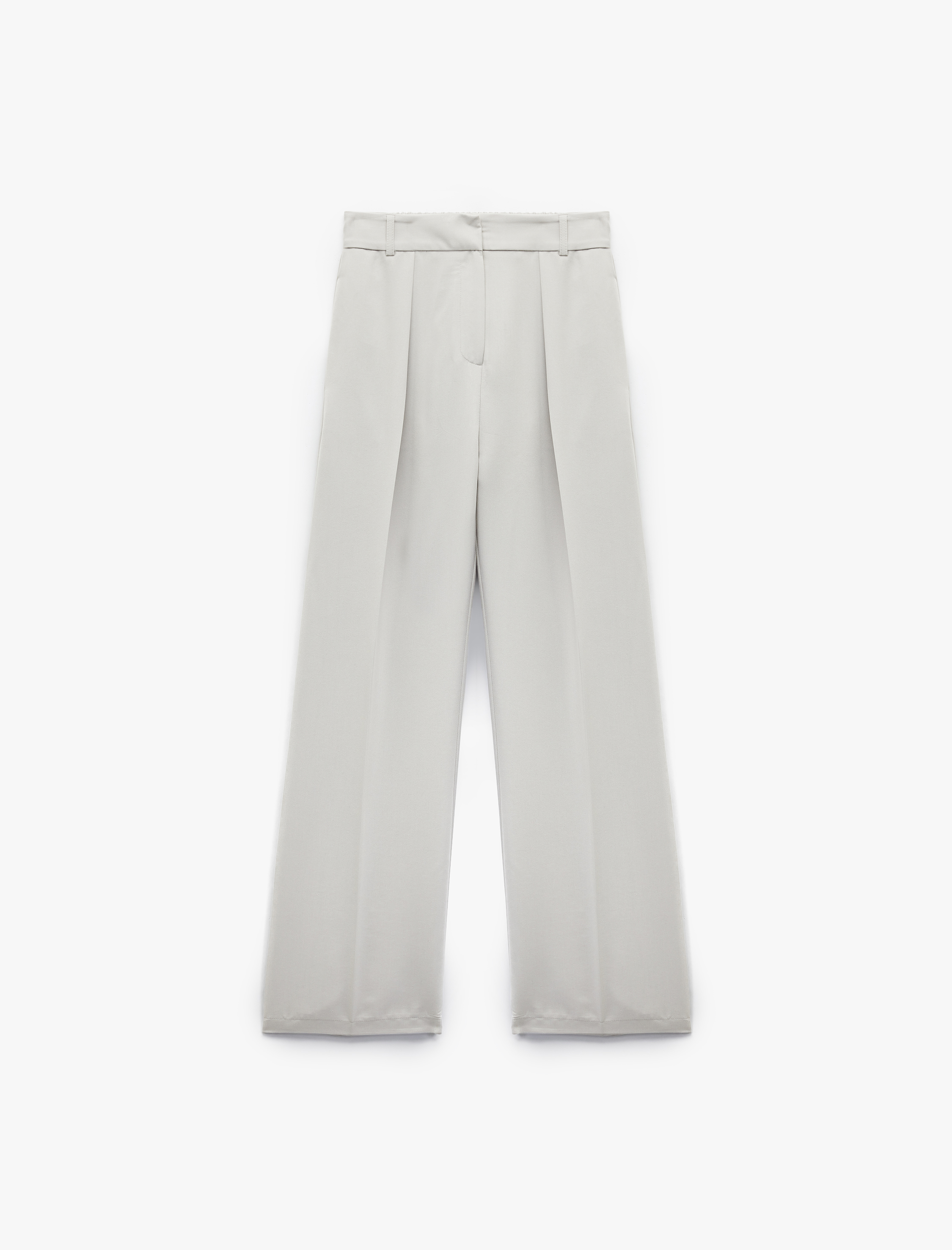   Modal Kumaş Karışımlı Pile Detaylı Cepli Yüksek Bel Geniş Paça Palazzo Pantolon