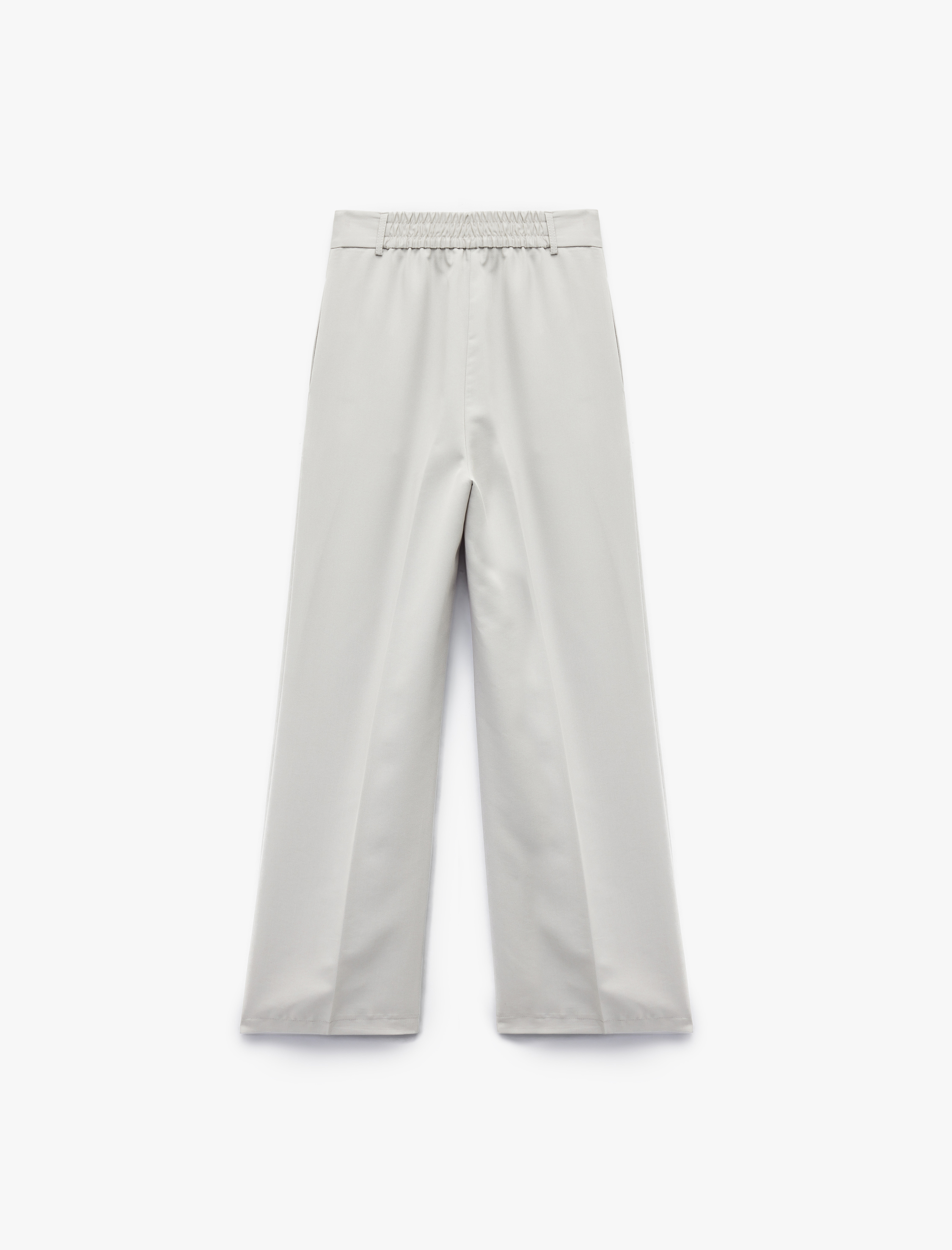   Modal Kumaş Karışımlı Pile Detaylı Cepli Yüksek Bel Geniş Paça Palazzo Pantolon