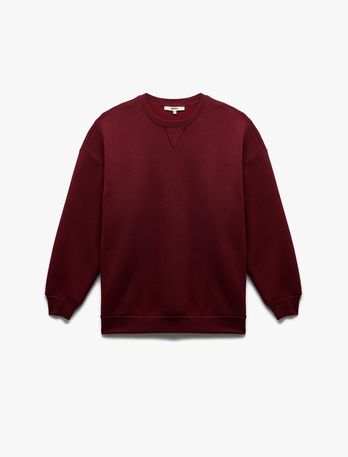  Üç İplik Şardonlu Uzun Kollu Bisiklet Yaka Oversize Sweatshirt
