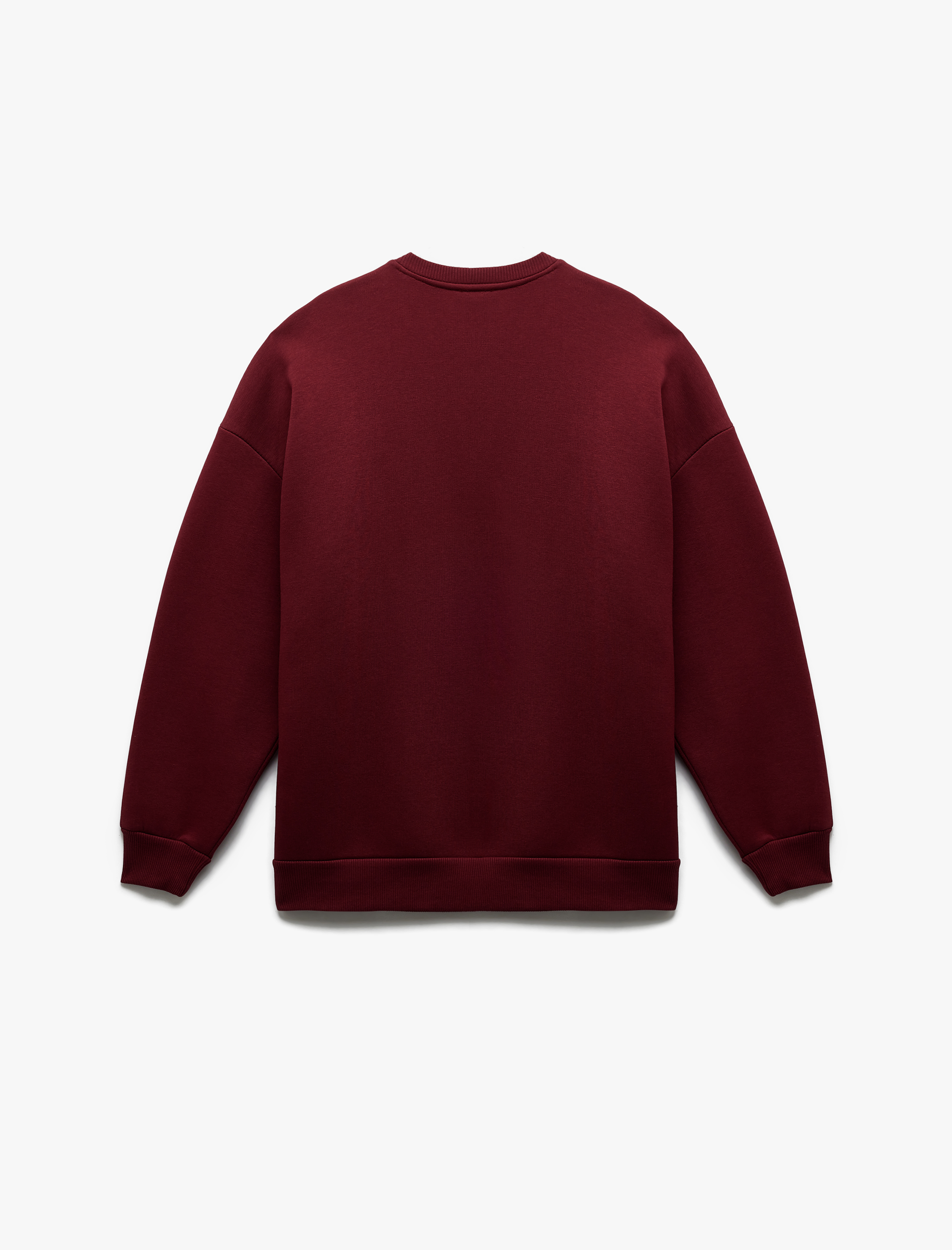   Üç İplik Şardonlu Uzun Kollu Bisiklet Yaka Oversize Sweatshirt