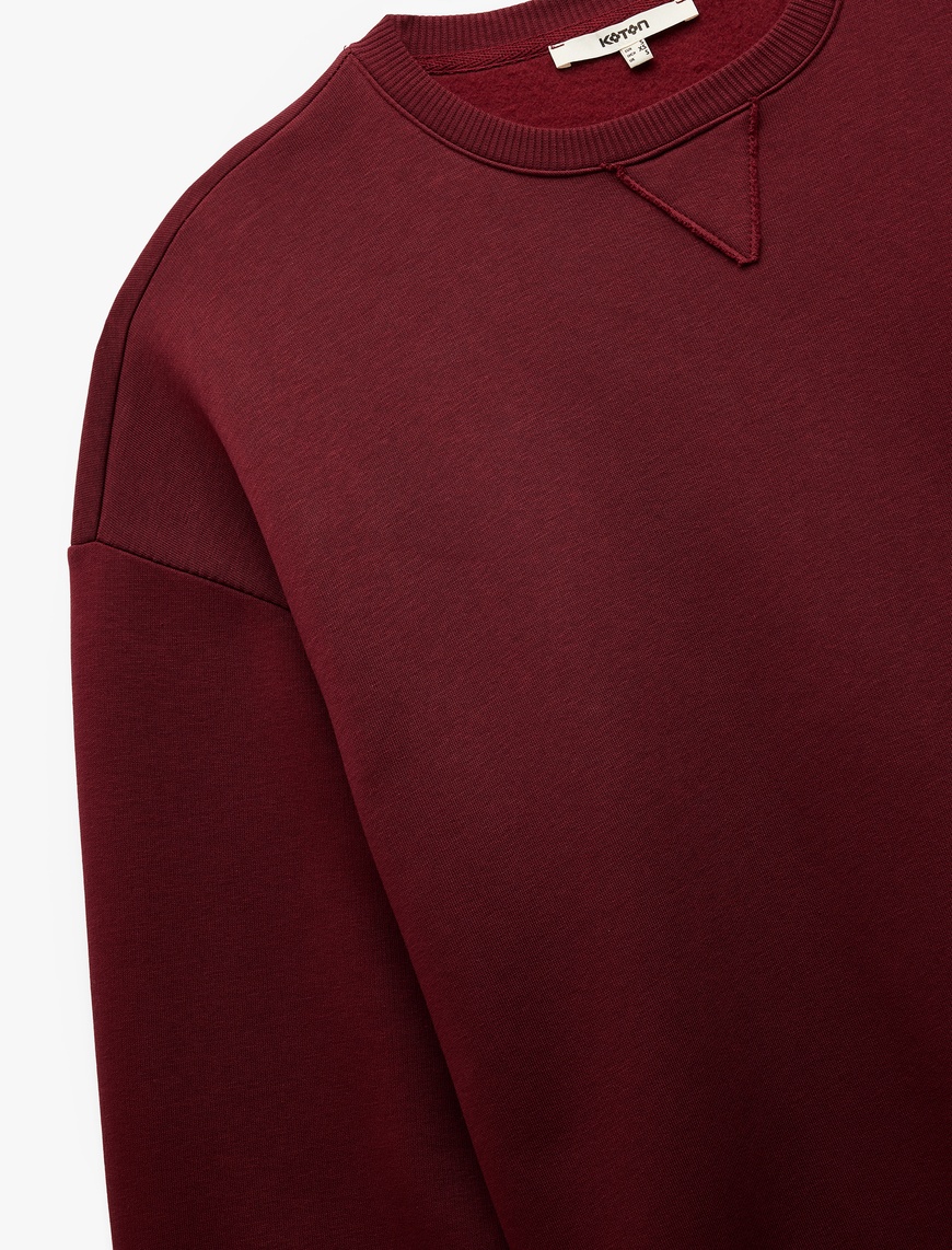   Üç İplik Şardonlu Uzun Kollu Bisiklet Yaka Oversize Sweatshirt