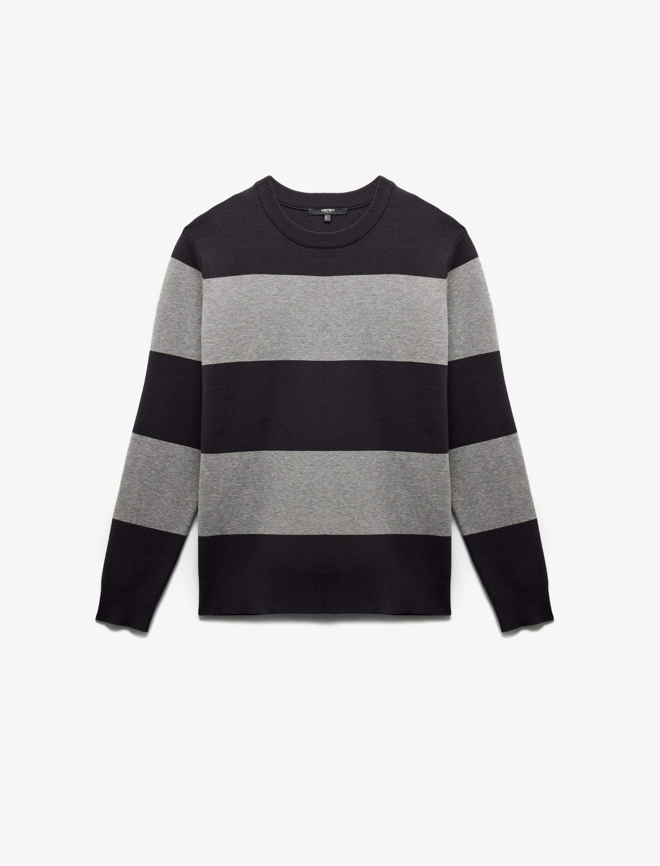 Uzun Kollu Bisiklet Yaka Çizgili Triko Kazak