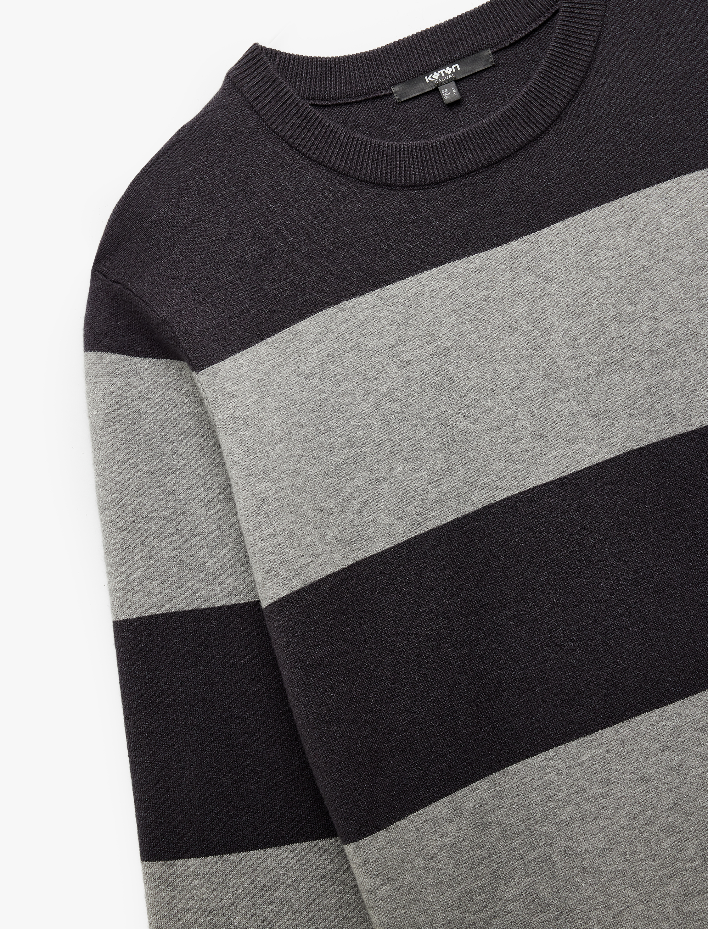 Uzun Kollu Bisiklet Yaka Çizgili Triko Kazak