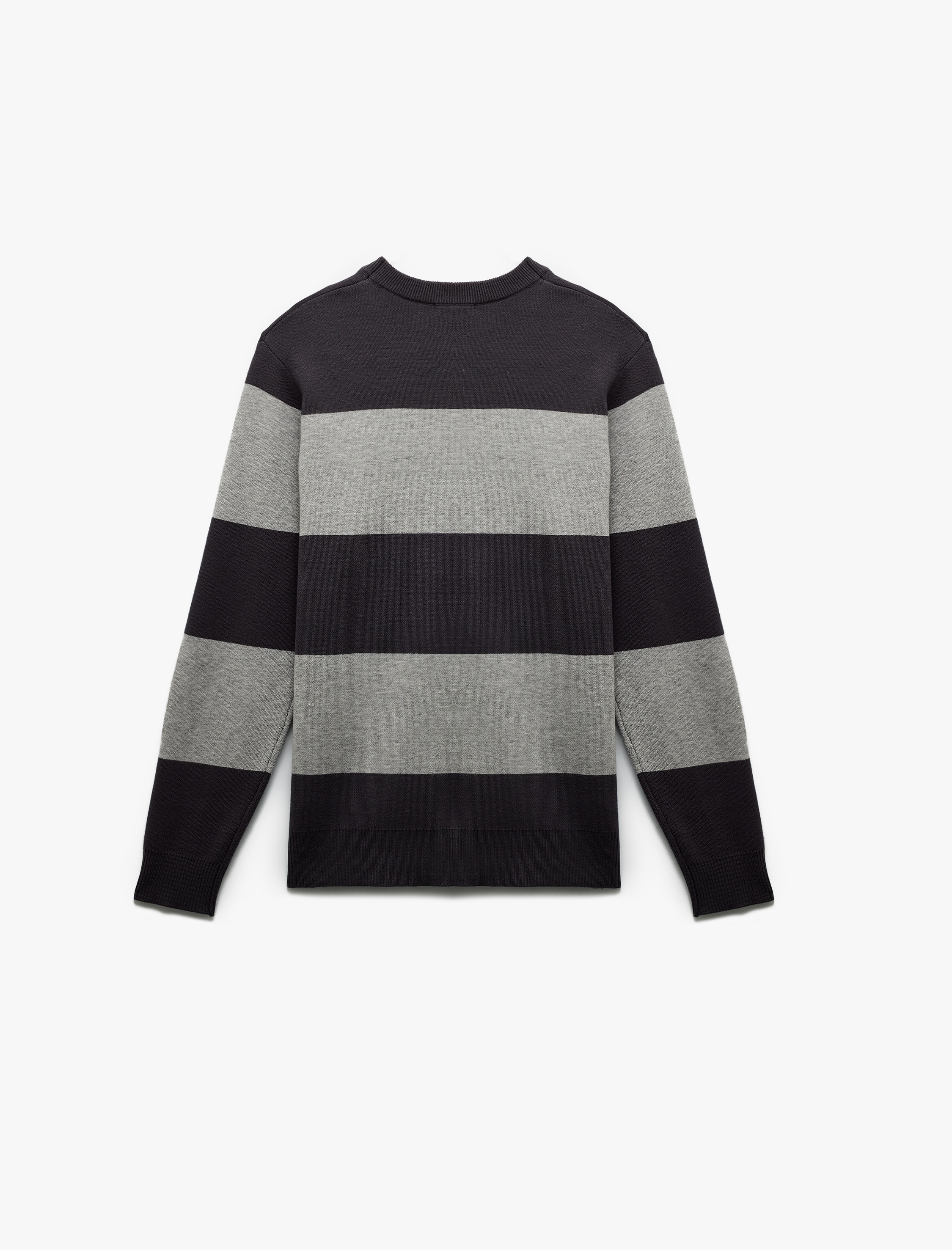 Uzun Kollu Bisiklet Yaka Çizgili Triko Kazak