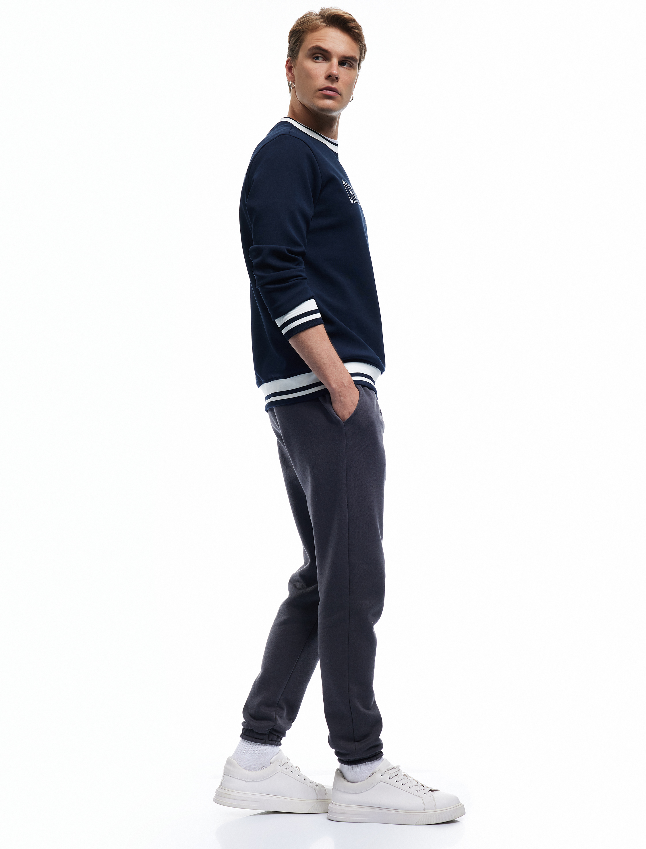   Beli Bağcıklı Şardonlu Cep Detaylı Jogger Kışlık Eşofman Altı