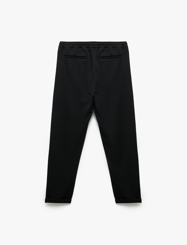Straight Fit Pike Kumaş Cep Detaylı Beli Bağcıklı Pantolon_1