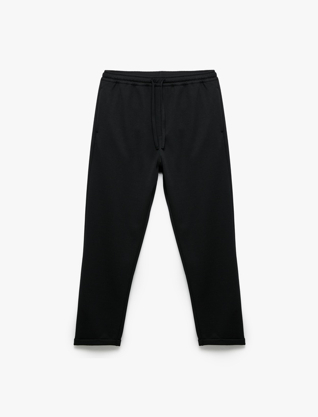 Straight Fit Pike Kumaş Cep Detaylı Beli Bağcıklı Pantolon_0