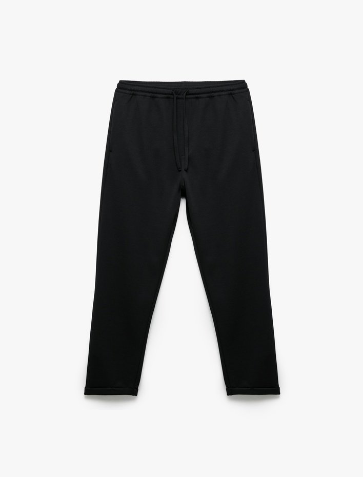  Straight Fit Pike Kumaş Cep Detaylı Beli Bağcıklı Pantolon