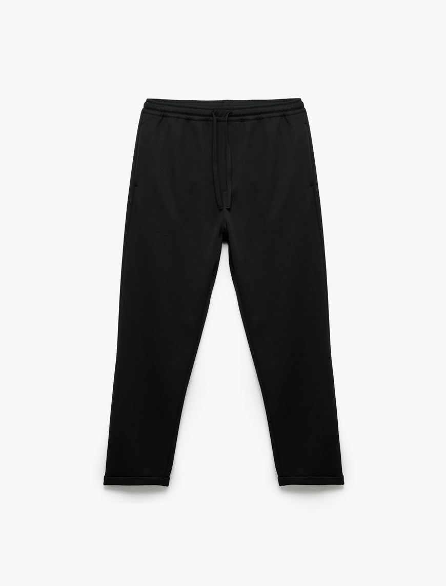   Straight Fit Pike Kumaş Cep Detaylı Beli Bağcıklı Eşofman Görünümlü Pantolon