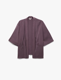 Modal Kumaş Cepli 3/4 Geniş Kollu Kimono