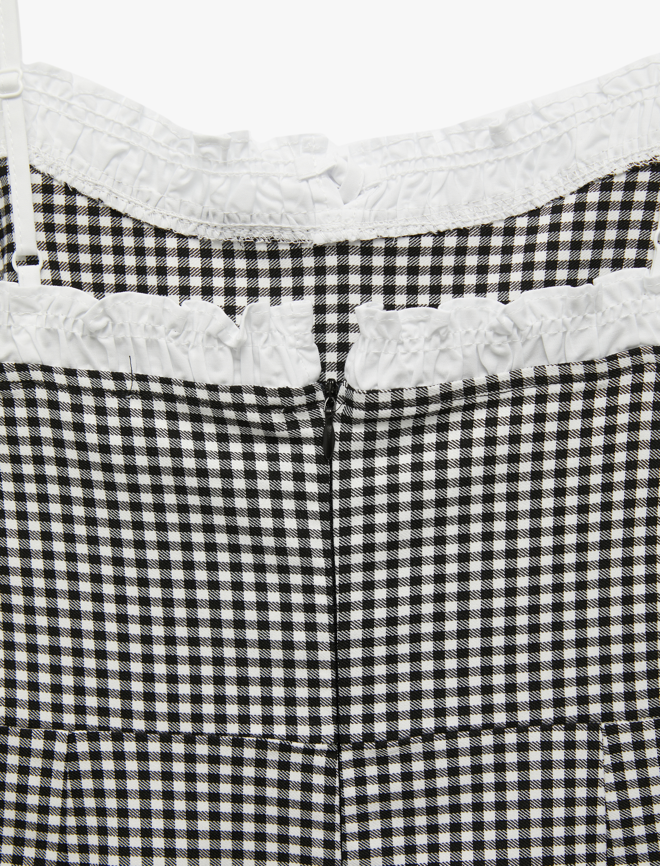   Dantelli Fiyonk Detaylı İnce Askılı Pötikareli Mini Elbise