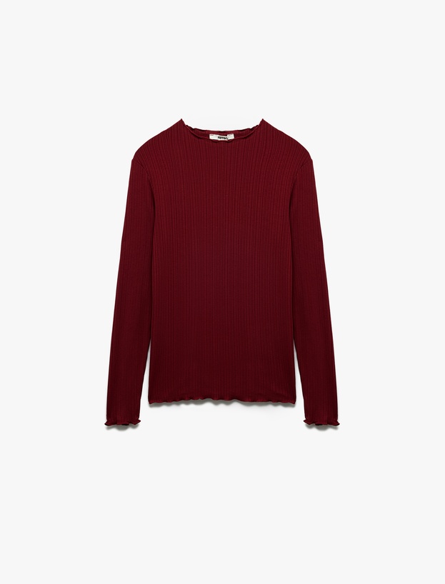 Kaşkorse Viskon Slim Fit Uzun Kollu Hafif Dik Yaka Tişört_0