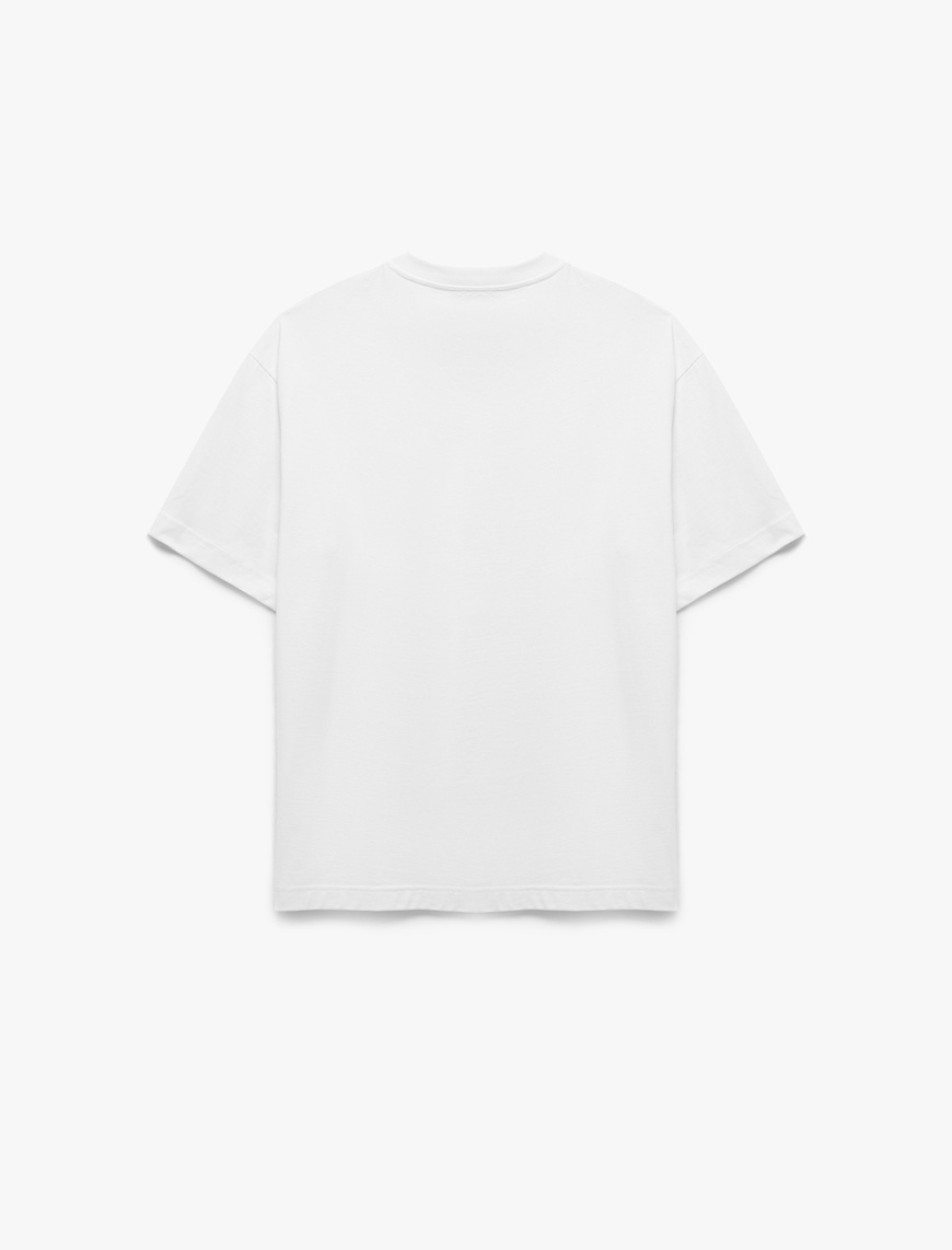   Kısa Kollu Bisiklet Yaka Pamuklu Basic Oversize Tişört