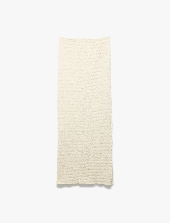  Slim Fit Yırtmaç Detaylı Dokulu Uzun Pareo Etek