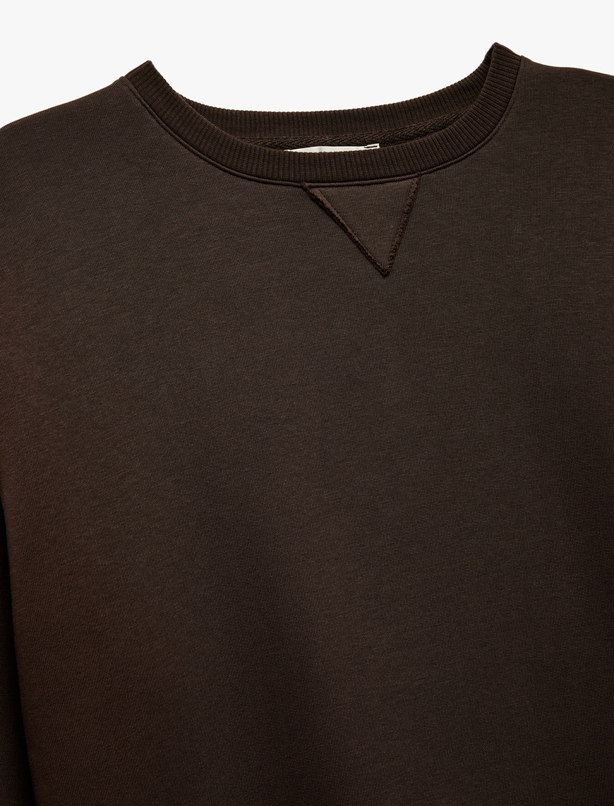   Üç İplik Şardonlu Uzun Kollu Bisiklet Yaka Oversize Sweatshirt