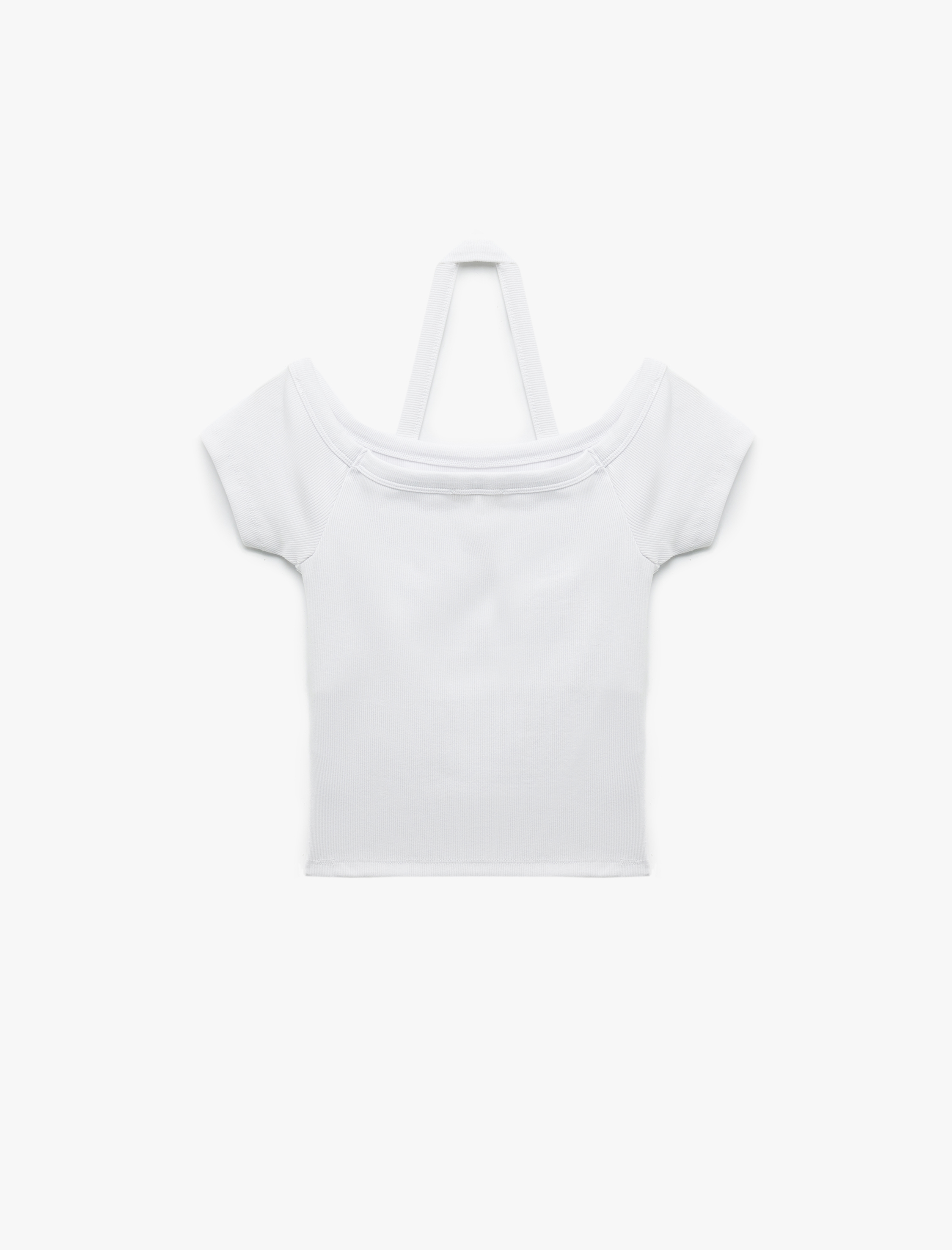   Pamuklu Slim Fit Boyundan Bağlama Detaylı Kısa Kollu Tişört