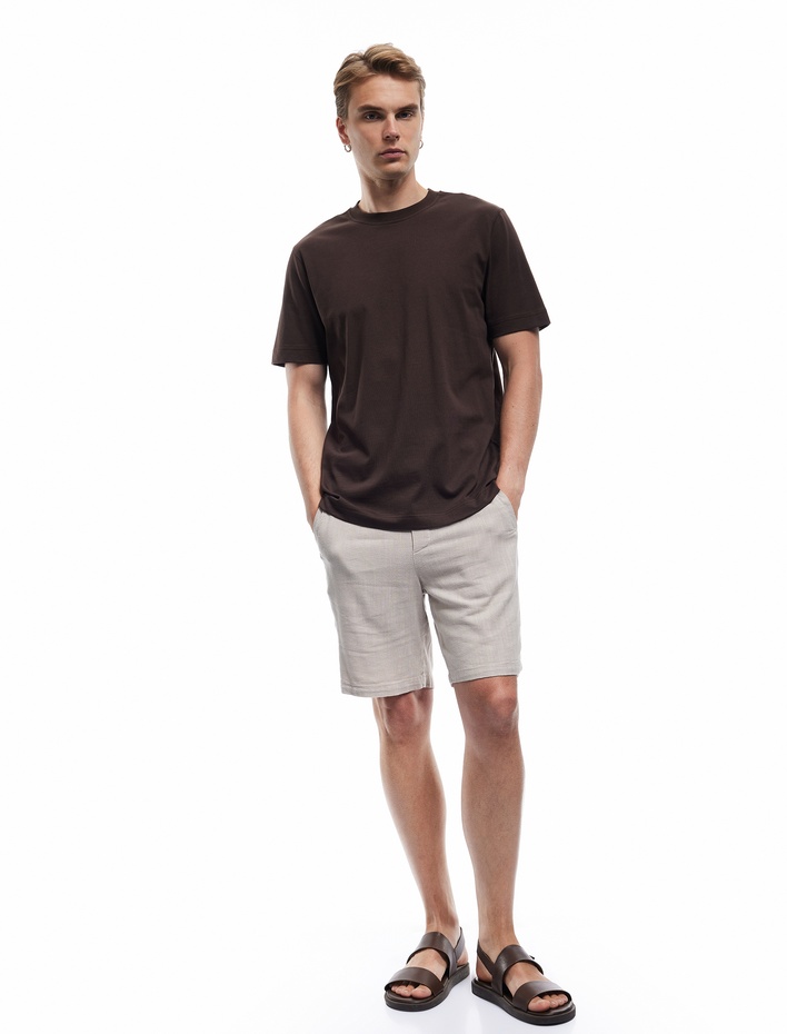  Pamuklu Kısa Kollu Regular Fit Bisiklet Yaka Basic Tişört