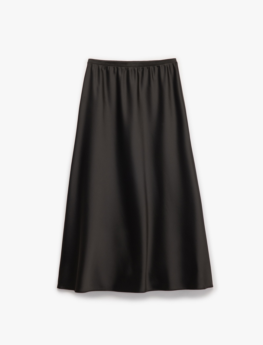   Standart Bel Regular Fit Saten Midi Etek