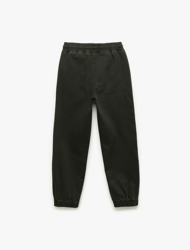 Pamuklu Beli Bağcıklı Jogger Denim Pantolon_1