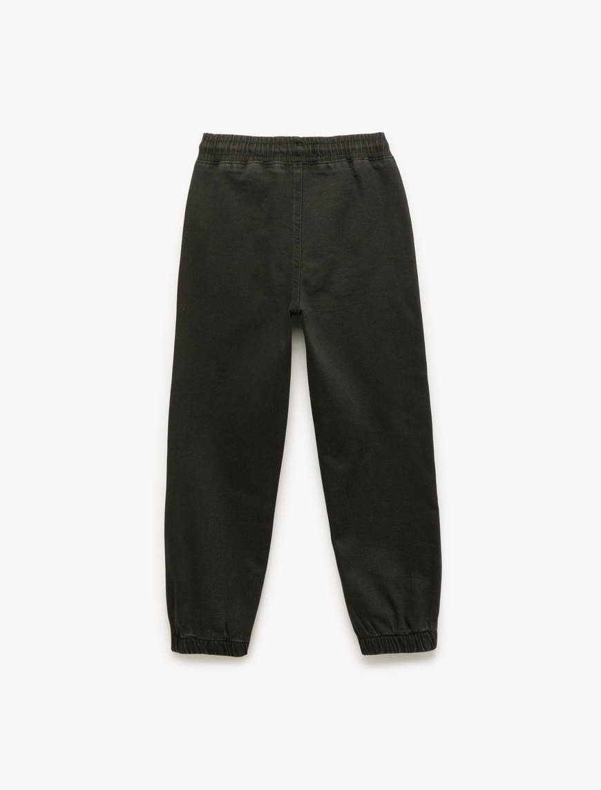  Erkek Çocuk Pamuklu Beli Bağcıklı Jogger Denim Pantolon