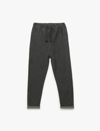 Beli Bağcıklı Pamuklu Pantolon