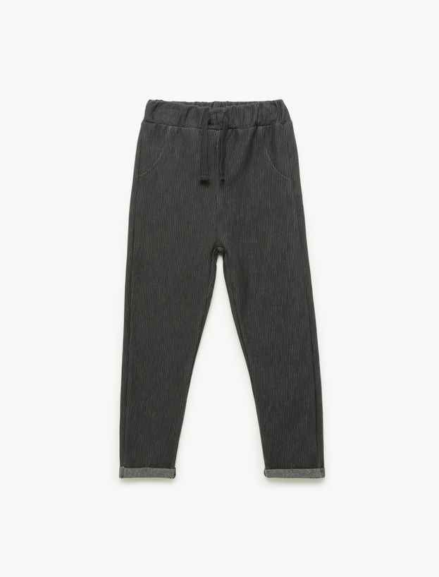 Beli Bağcıklı Pamuklu Pantolon_0
