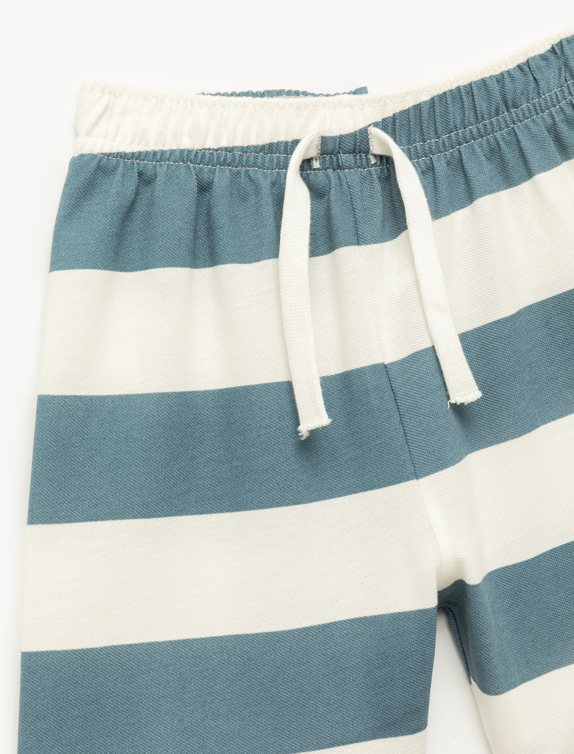  Erkek Bebek Pamuklu Beli Bağlamalı Çizgili Şort