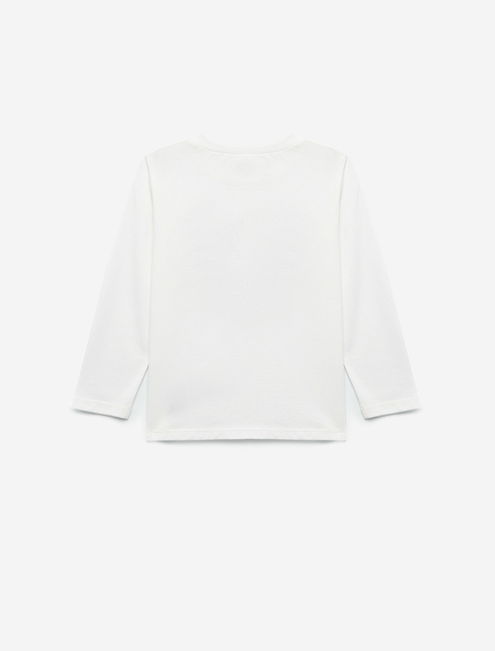 Erkek Bebek Pamuklu Uzun Kollu Bisiklet Yaka Baskılı Tişört