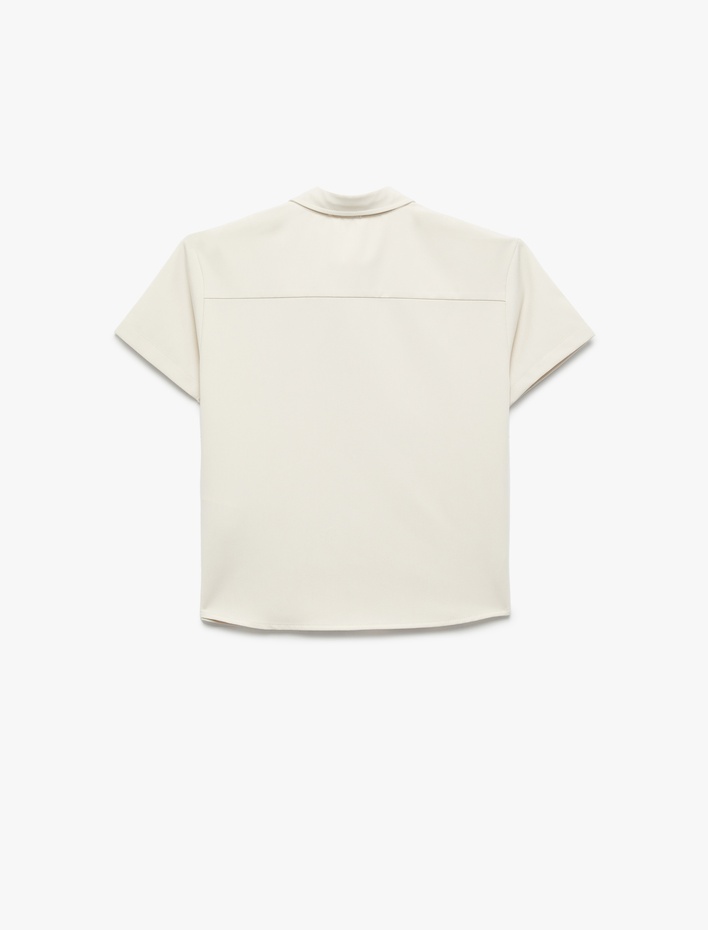 Erkek Çocuk Düğmeli Cepli Viskon Karışımlı Basic Kısa Kollu Gömlek