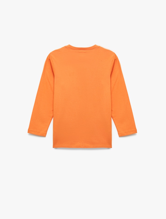 Erkek Çocuk Pamuklu Uzun Kollu Bisiklet Yaka Futbol Baskılı Tişört