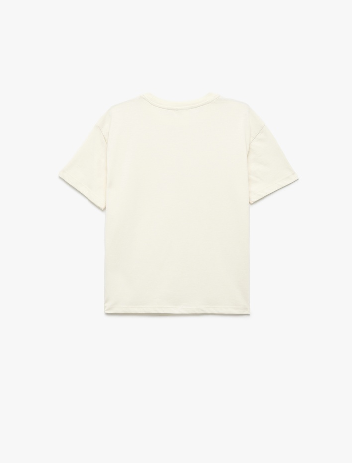 Erkek Çocuk Pamuklu Kısa Kollu Bisiklet Yaka Yaprak Desenli Tişört