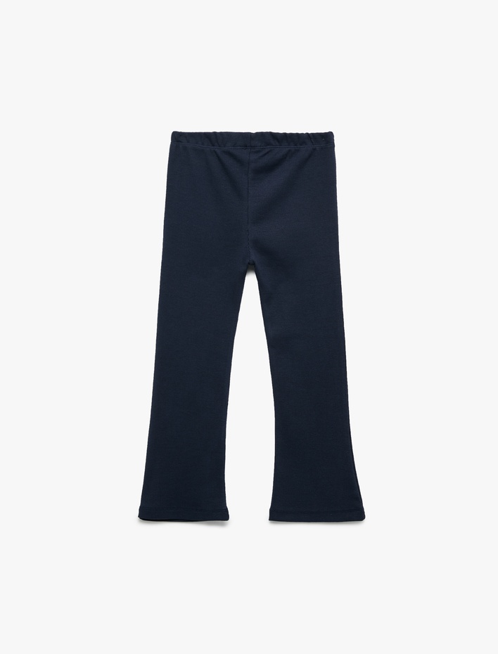 Kız Bebek Pamuklu Beli Lastikli Basic İspanyol Paça Tayt