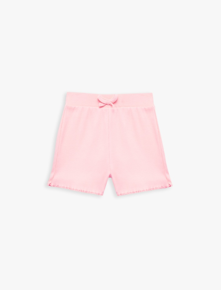 Kız Bebek Pamuklu Beli Lastikli Fiyonk Detaylı Basic Şort