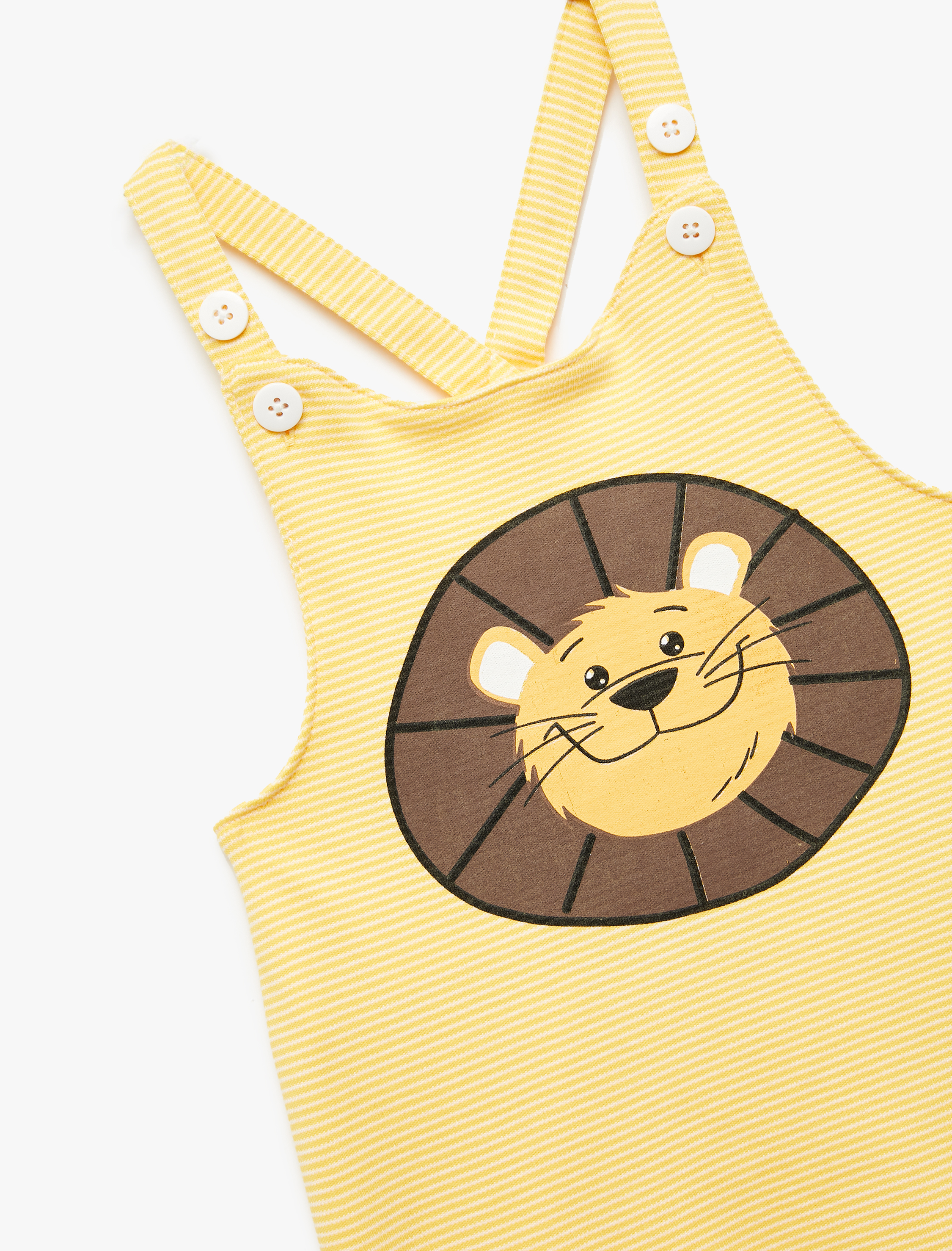  Erkek Bebek Aslan Baskılı Ayarlanabilir Askılı Kısa Tulum Salopet