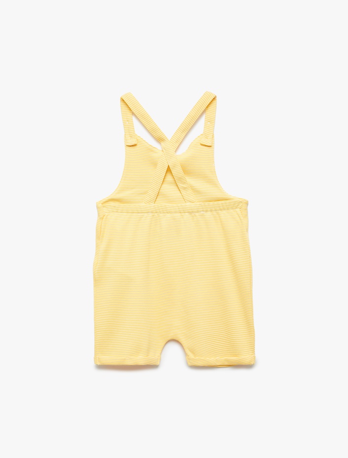 Erkek Bebek Aslan Baskılı Ayarlanabilir Askılı Kısa Tulum Salopet