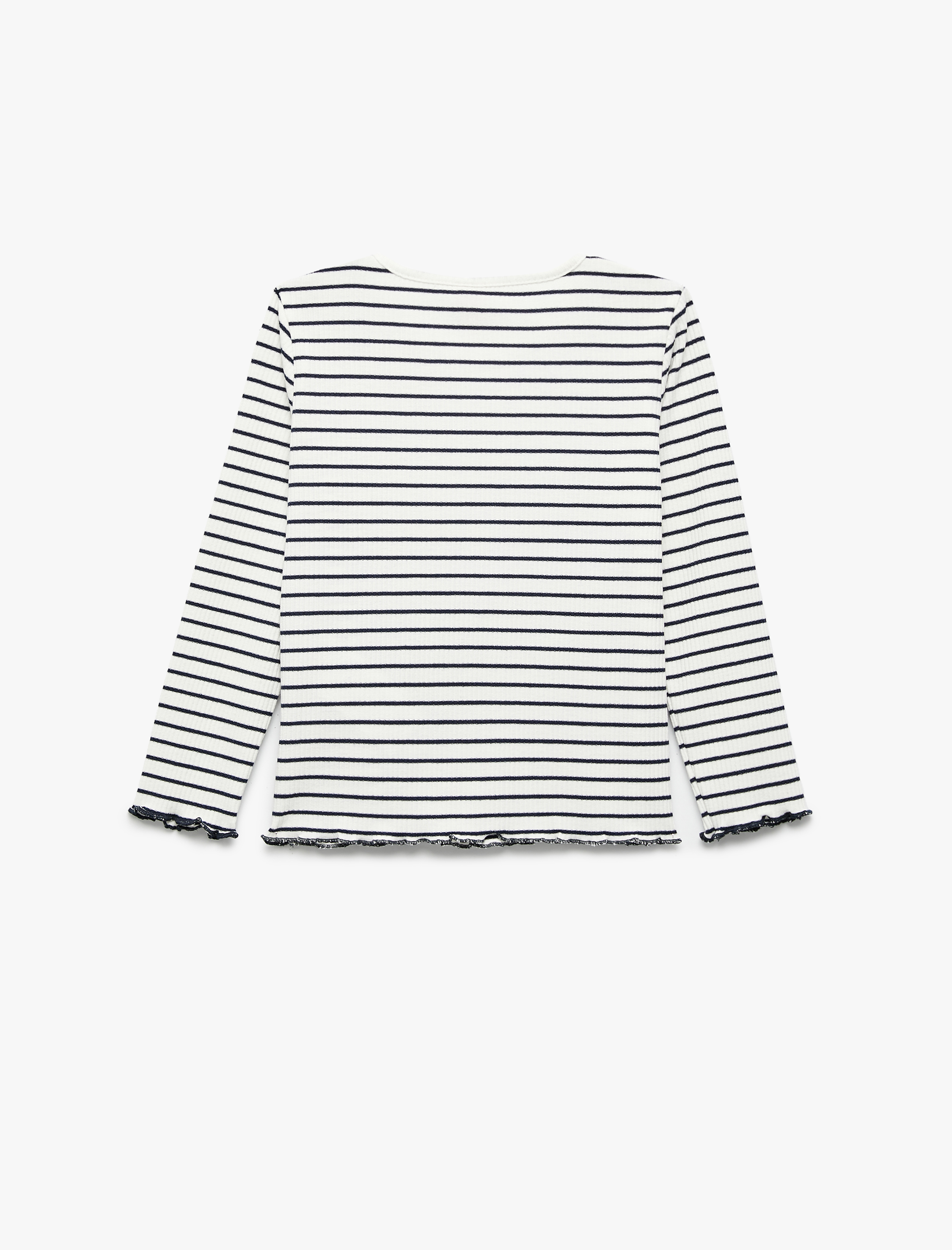  Kız Bebek Uzun Kollu Bisiklet Yaka Viskon Karışımlı Çizgili Tişört