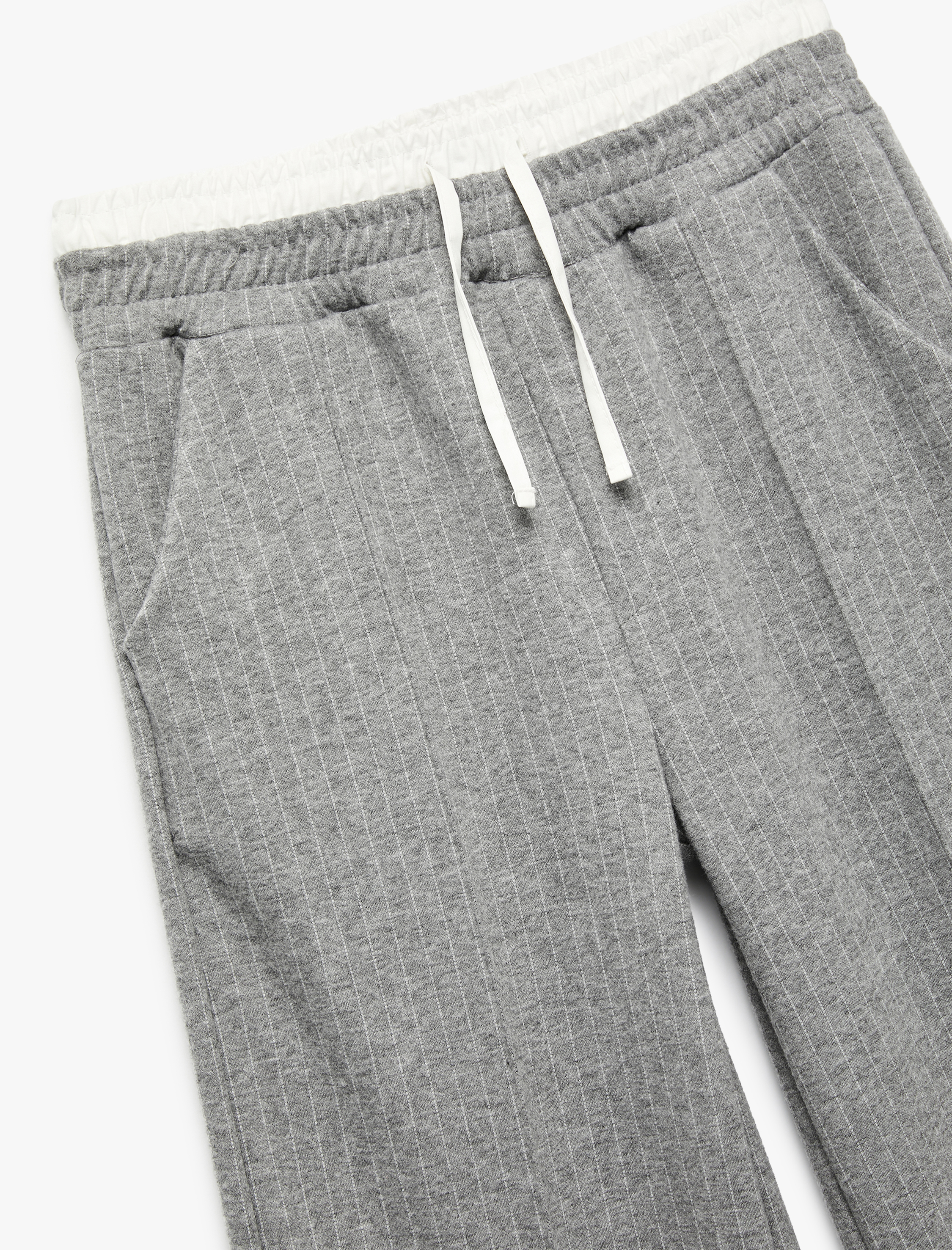  Kız Çocuk Beli Lastikli Viskon Karışımlı Çizgili Geniş Paça Pantolon