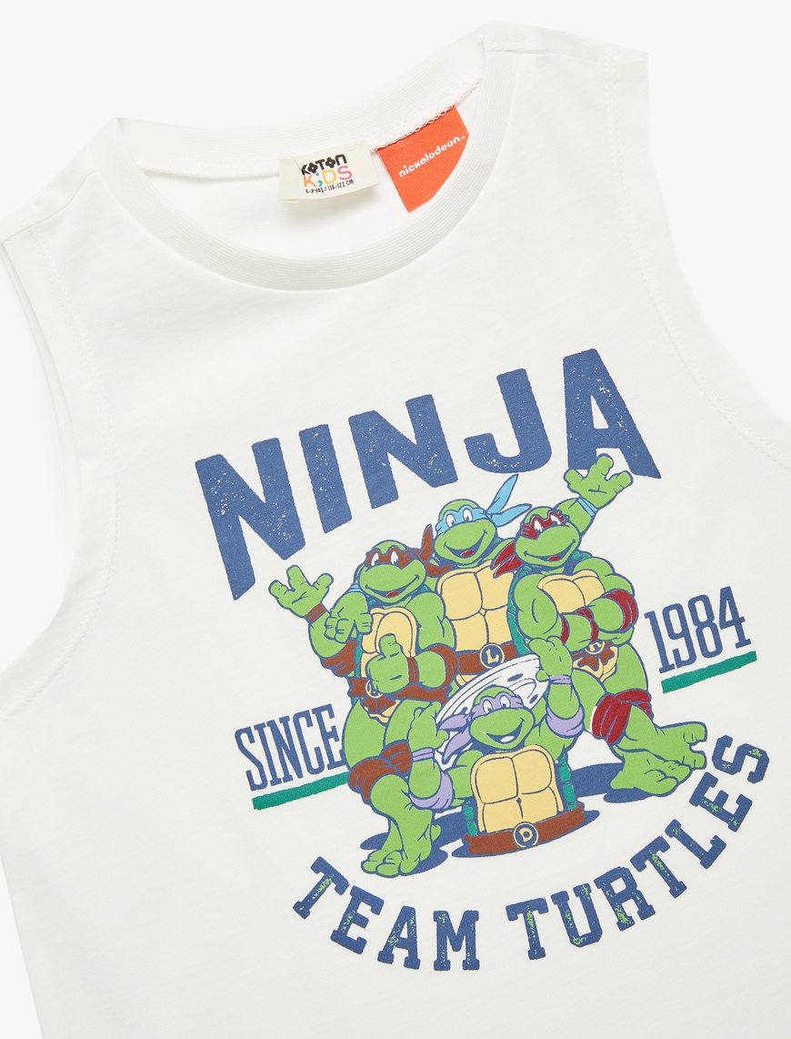  Erkek Çocuk Lisanslı Pamuklu Kolsuz Bisiklet Yaka Ninja Turtles Baskılı Atlet