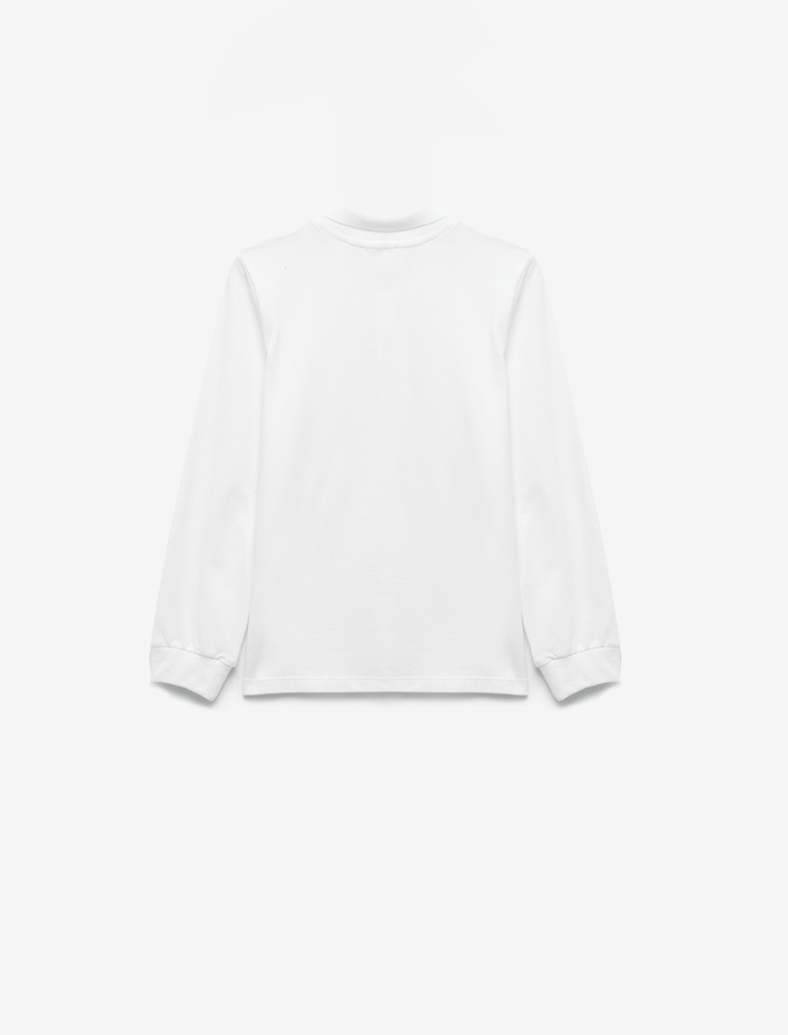 Erkek Çocuk Fermuar Detaylı Uzun Kollu Polo Yaka Pamuklu Okul Tişörtü