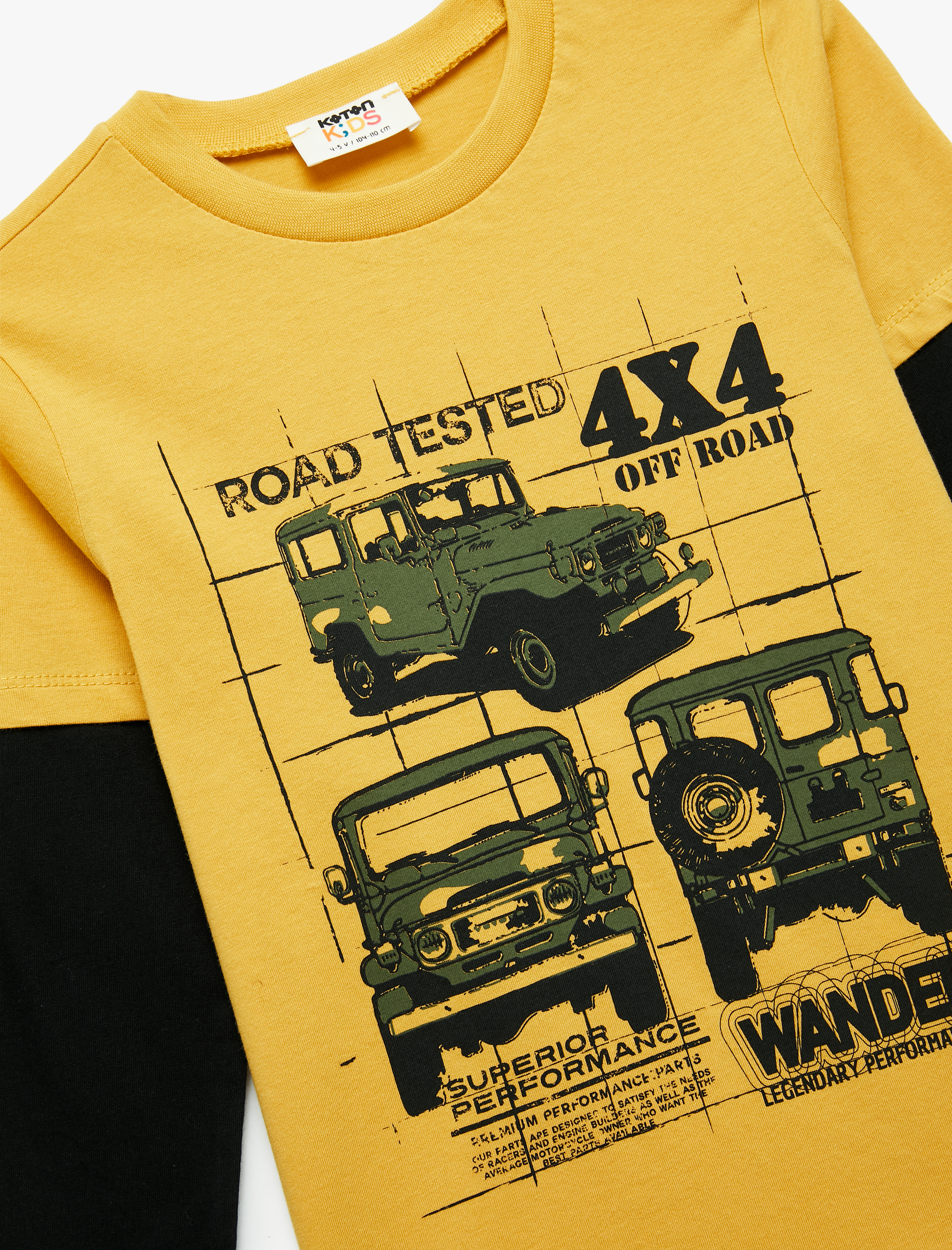  Erkek Çocuk Uzun Kollu Bisiklet Yaka Araba Baskılı Pamuklu Tişört