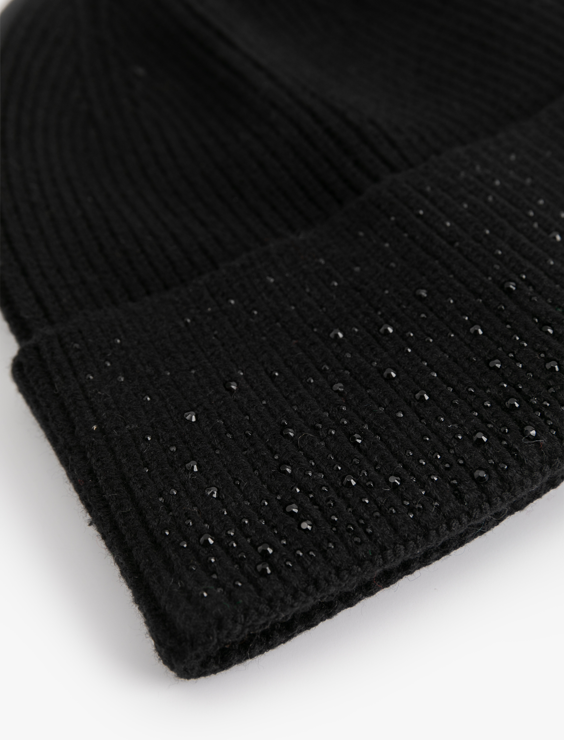  Kadın Taş İşlemeli Katlı Örgü Bere