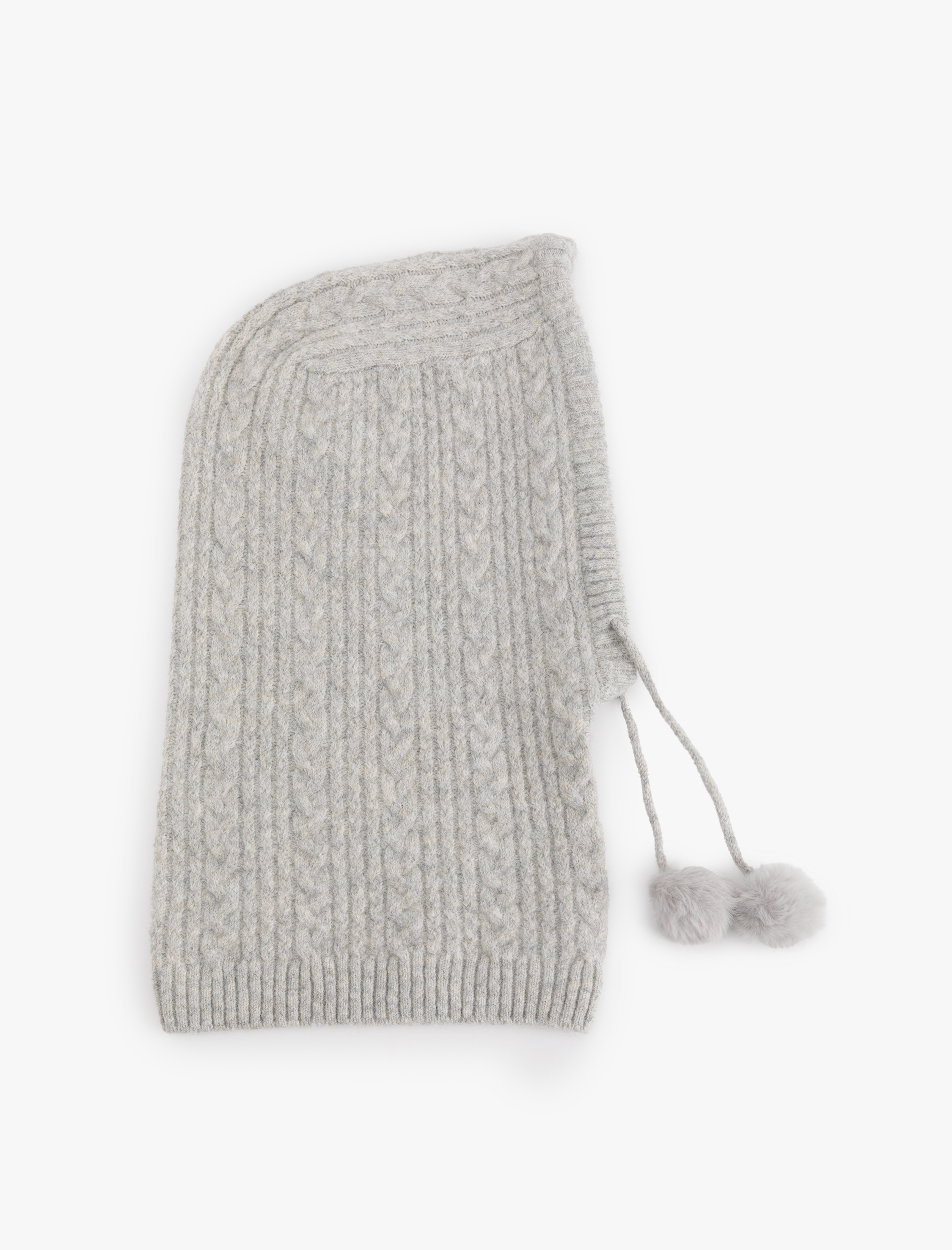  Kadın Pon Pon Detaylı Saç Örgüsü Dokulu Balaklava Bere