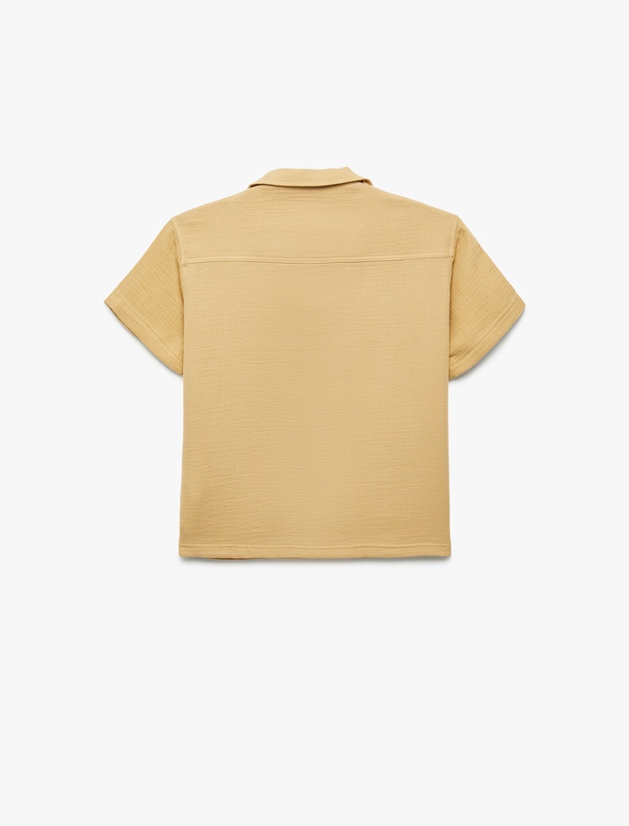 Erkek Çocuk Pamuklu Düğmeli Basic Kısa Kollu Gömlek