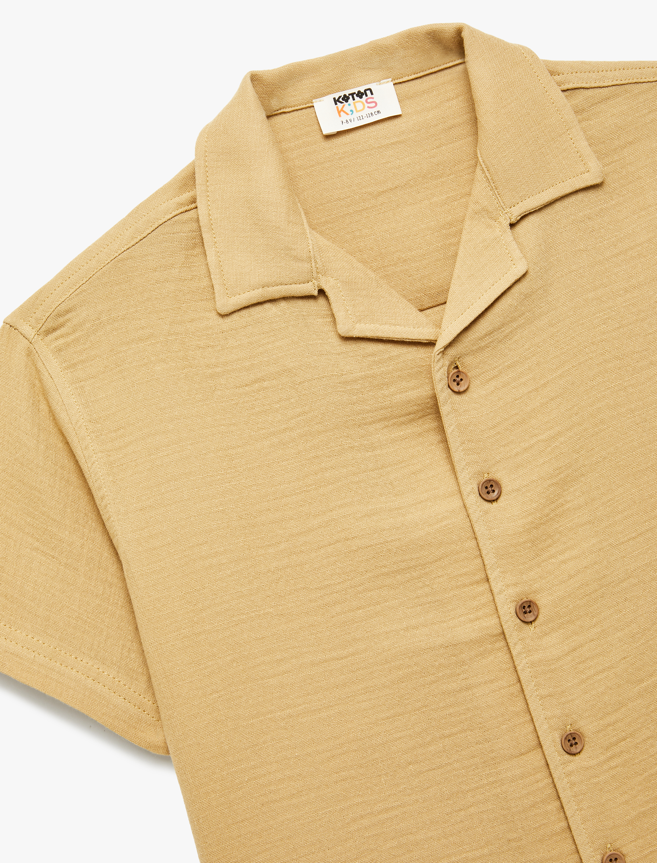 Erkek Çocuk Pamuklu Düğmeli Basic Kısa Kollu Gömlek